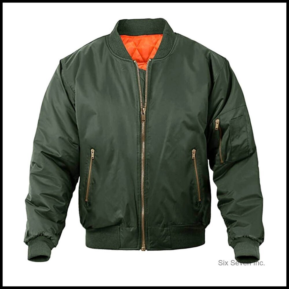 Men's Bomber Jacket Quilted Polyester Classic Retro Military Style Casual